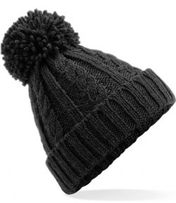 Leicester Triathlon Club Cable Knit Bobble Hat - Black